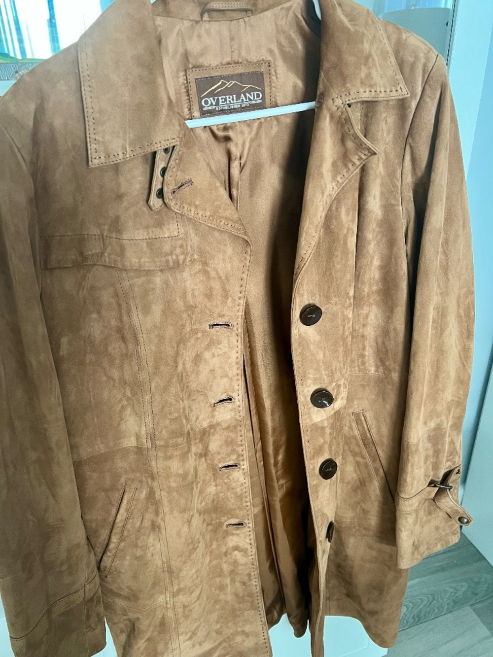 Mia Suede Leather Trench Coat//Overland Lamb's Leather Trench Coat, Size L